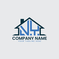 Modern Real Estate Logo with House Roof Icon and Custom Letter Monograms