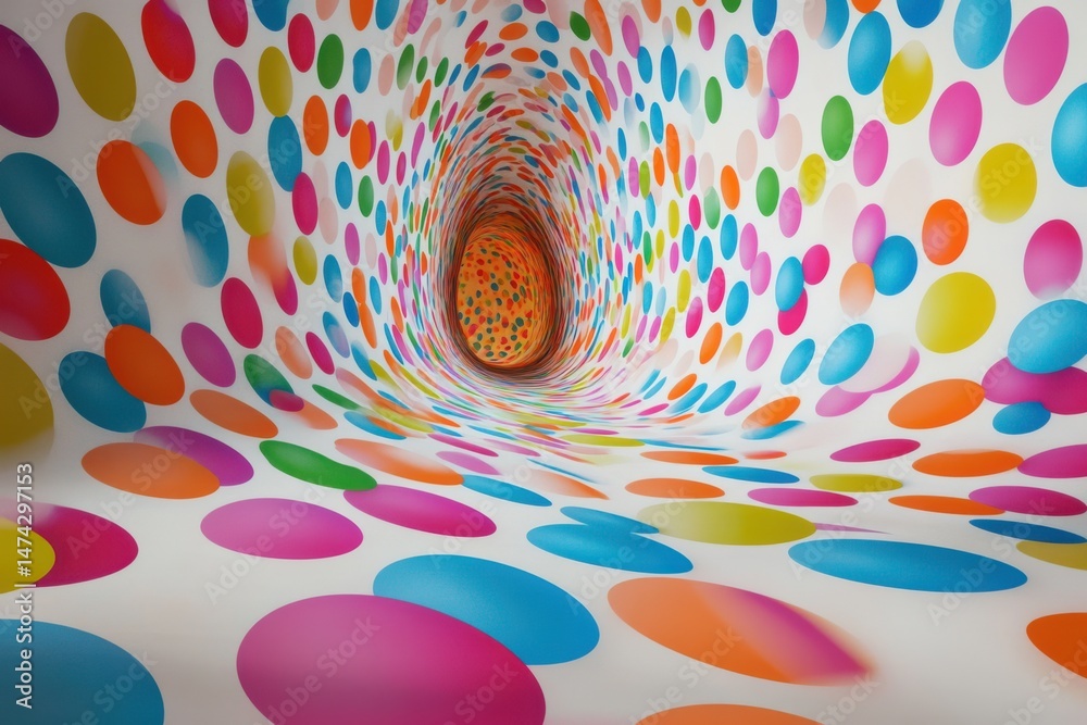 Poster abstract tunnel vision with colorful circles creating a vortex like optical illusion design art