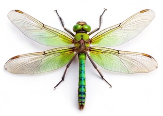green darner isolated on white background