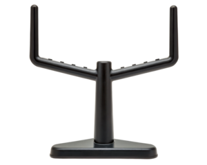 Black Y-shaped stand for holding electronic devices on a transparent background