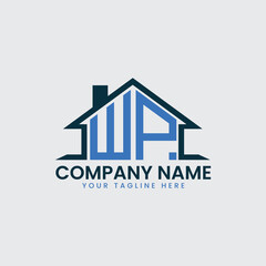 Modern Real Estate Logo with House Roof Icon and Custom Letter Monograms