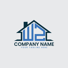 Modern Real Estate Logo with House Roof Icon and Custom Letter Monograms