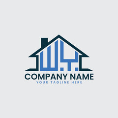 Modern Real Estate Logo with House Roof Icon and Custom Letter Monograms