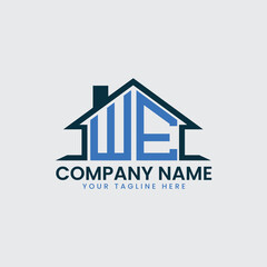 Modern Real Estate Logo with House Roof Icon and Custom Letter Monograms