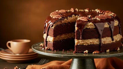 Delicious German Chocolate Cake, dessert photography