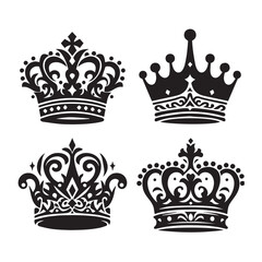 Elegant Crown Icons on White Background
