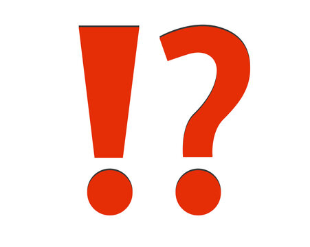 Red exclamation question mark icon for speech, talk, debate, message,community