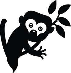 Fototapeta premium Monkey in Motion Across Vines – Jungle-Themed Border Art