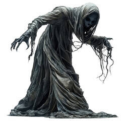 Creepy ghost halloween costume scary spooky ghoul horror dark apparition on transparent background
