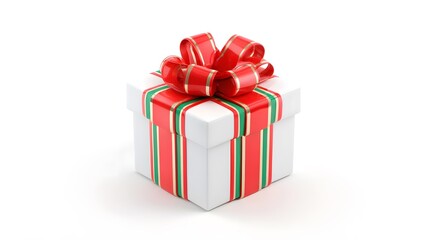 Obraz premium Cheerful 3D Cartoon Gift Box with Large Red Ribbon for Festive Gifting Moments