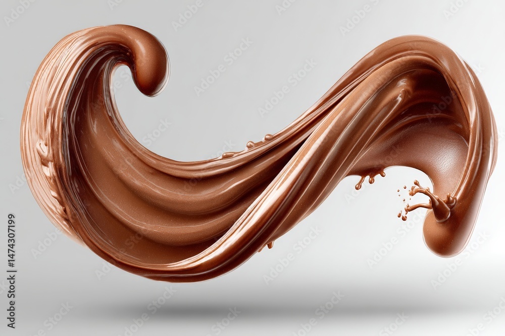 Aufkleber swirling chocolate liquid creates striking patterns on a gray background during a creative culinary 