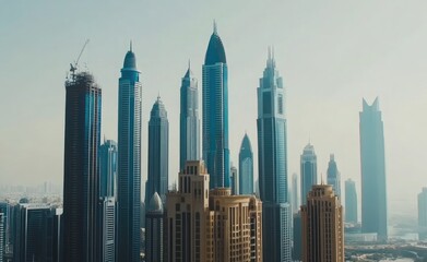 Fototapeta premium Cityscape of High Rise Skyscrapers in Dubai, United Arab Emirates
