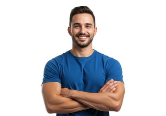 Smiling man with arms crossed isolated on transparent background
