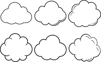 Obraz premium Set of cloud outline vector illustraion