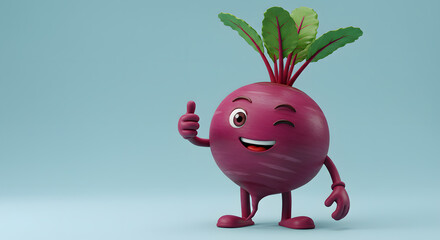 Obraz premium Cheerful Beet Character Giving Thumbs Up