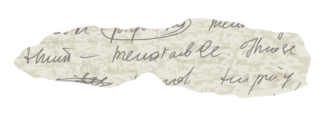 Obraz premium Vintage torn paper with handwritten unreadable text and strikethrough in grey color