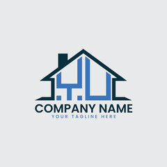Modern Real Estate Logo with House Roof Icon and Custom Letter Monograms