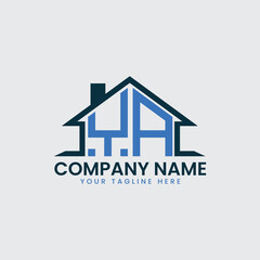 Modern Real Estate Logo with House Roof Icon and Custom Letter Monograms