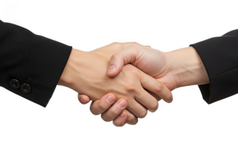 Business handshake gesture isolated on transparent background