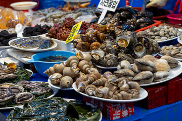 Delicious and fresh food ingredients sold in traditional markets