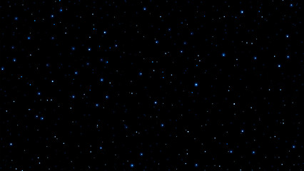 Starry night sky. Galaxy space background. Glowing stars in the night. Dark blue sky. New Year, Christmas and Celebration background concept.