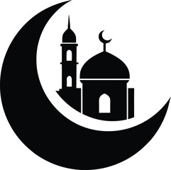 eid crescent mosque icon vector illustration