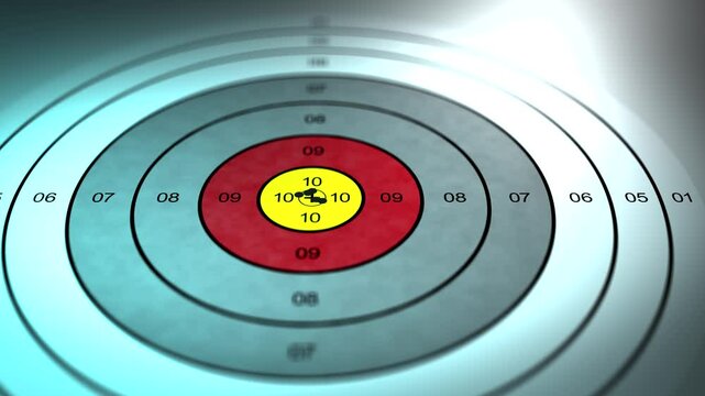 Camera Pans over Military Target - Ominous Blue Tint - Bull's Eye Hit Repetitively