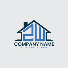 Modern Real Estate Logo with House Roof Icon and Custom Letter Monograms