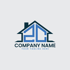Modern Real Estate Logo with House Roof Icon and Custom Letter Monograms