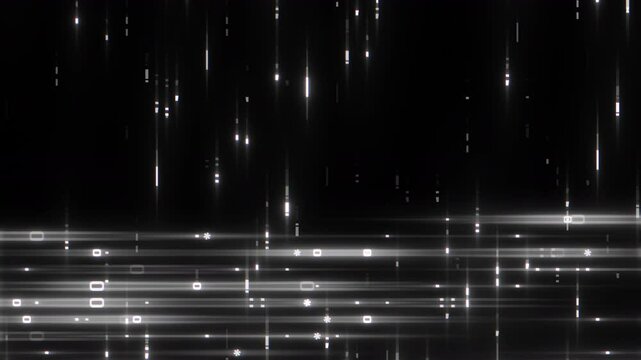 Matrix Style ASCII Digital Rain Horizontal Animation. Abstract Binary Code Seamless Loop. High-Tech Information Flow Animated Wallpaper. Landscape Futuristic Motion Graphic with Falling Text Symbols