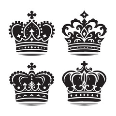 Royal Crown Silhouette Icons Collection
