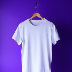 White Oversized T-Shirt Mockup on Wooden Hanger