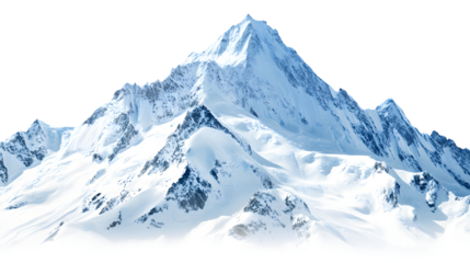 Crisp Snowy Mountain Range on Bright White Background