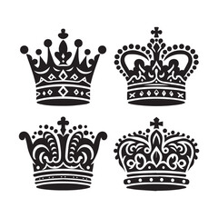 Royal Crown Silhouette Icons Collection

