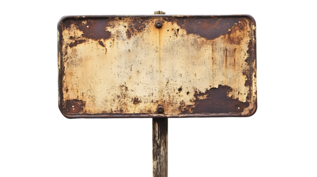 Vintage Metal Sign on White Background for Decoration and Design Projects