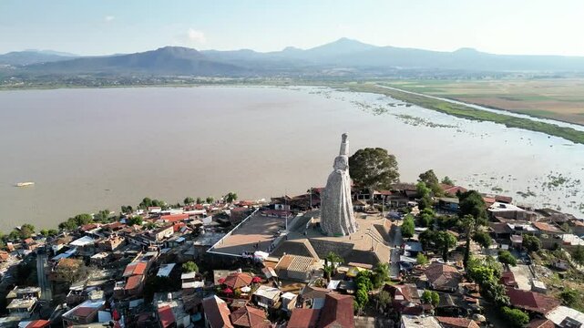 Janitzio Island in Michoac&aacute;n. Drone shot of a magical town in Mexico.