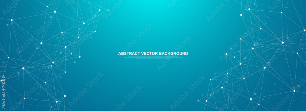 Fototapete Global network connection concept. Big data visualization. Social network communication in the global computer networks. Internet technology. Business. Science. Vector illustration