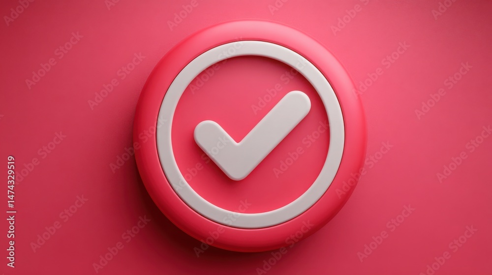 Poster red button with a white check mark illustrating the concept of clarifying blockers to identify progr
