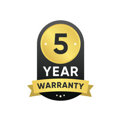 5 Year Warranty Badge Vector Design