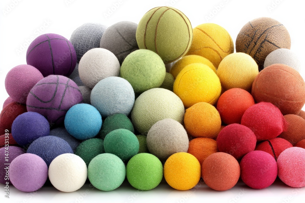 Aufkleber Vibrant collection of colorful textured balls arranged in a visually appealing display