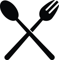 spoon and fork crossed icon vector illustration
