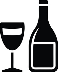 wine glass and bottle icon vector illustration