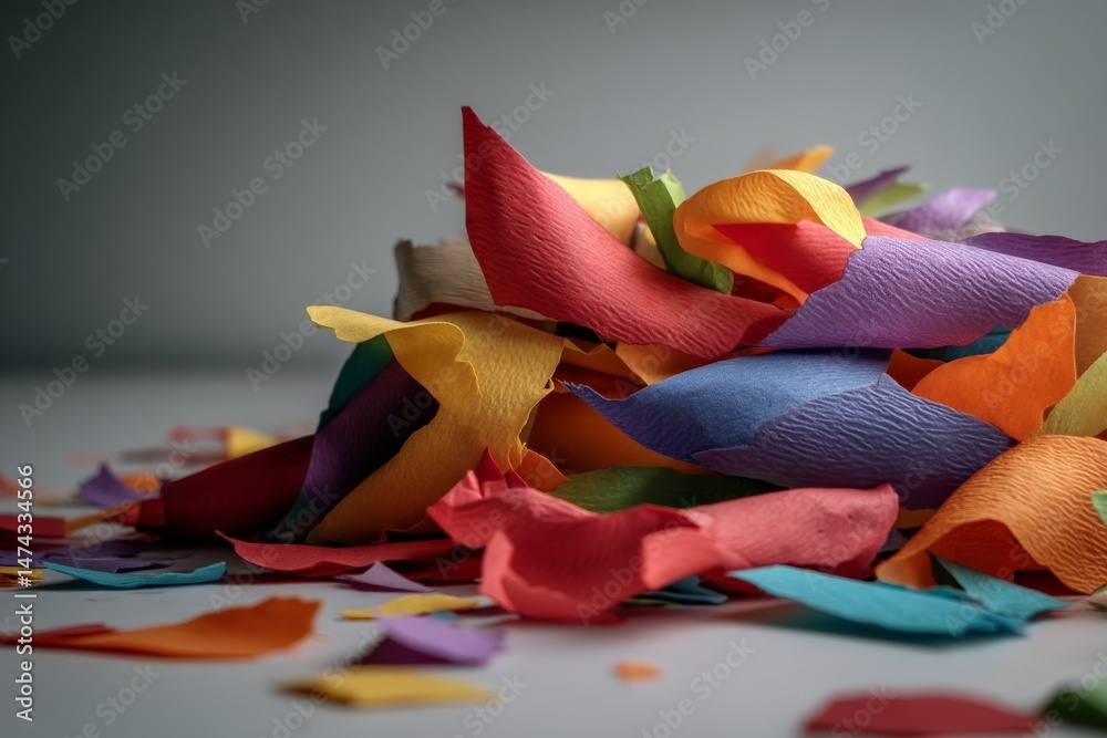 Aufkleber colorful paper confetti scattered on a surface, creating a festive atmosphere for celebrations and e