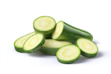 Freshly sliced zucchini, vibrant green, ready for cooking.
