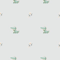 Light Blue-Grey Crocodile Pattern for Children