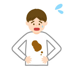 洋服が汚れてしまった男性のイラスト