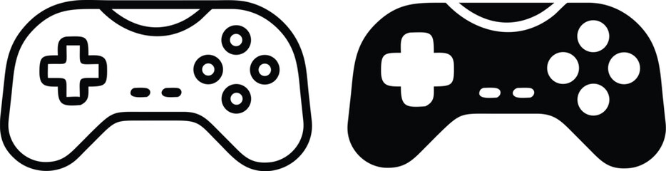 Retro Gamepad and Controller Icon – Minimalist Black and White Gaming Vector Design