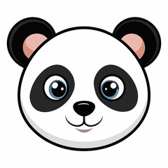 Minimalist Cute Panda Face Vector Art