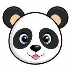 Minimalist Cute Panda Face Vector Art