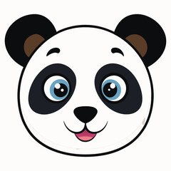 Minimalist Cute Panda Face Vector Art